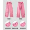 imageRolanko Girls Jeans Denim Elastic Wasit Wide Leg Baggy Pants Kids Clothes 414 YearsPinkstar