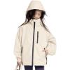 imageRolanko Girls Waterproof Hooded Jacket Lightweight Raincoats for Kids Boys Windbreaker Outdoor Rain JacketBeige