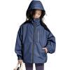 imageRolanko Girls Waterproof Hooded Jacket Lightweight Raincoats for Kids Boys Windbreaker Outdoor Rain JacketNavy