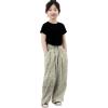 imageRolanko Girls Wide Leg Pants Flowy Loose Fit Palazzo Pants for Girls Kids Linen Trousers Casual Beach 614YGreenfloral