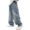 imageRolanko Boys Baggy Jeans Wide Leg Elastic Waist Denim Pants Loose Fit Trousers Vintage Y2K StreetwearSandedstar