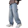 imageRolanko Boys Baggy Jeans Wide Leg Elastic Waist Denim Pants Loose Fit Trousers Vintage Y2K StreetwearSidestraps