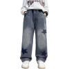 imageRolanko Boys Baggy Jeans Wide Leg Elastic Waist Denim Pants Loose Fit Trousers Vintage Y2K StreetwearStar