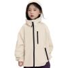 imageRolanko Girls Waterproof Hooded Jacket Lightweight Raincoats for Kids Boys Windbreaker Outdoor Rain JacketBeige