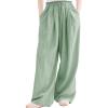 imageRolanko Girls Wide Leg Pants Flowy Loose Fit Palazzo Pants for Girls Kids Linen Trousers Casual Beach 614YSagegreen