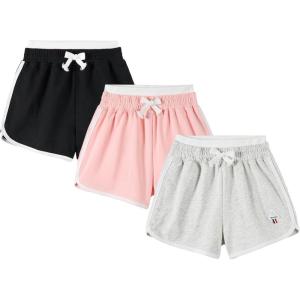 imageRolanko Girls Active Dolphin Shorts for Girls 3 Packs Kids Bike Running Summer Beach Athletic Sports 414 YearsCoralgreyblack