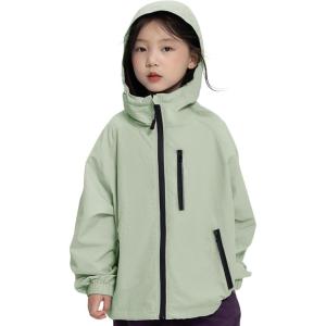imageRolanko Girls Waterproof Hooded Jacket Lightweight Raincoats for Kids Boys Windbreaker Outdoor Rain JacketGreen