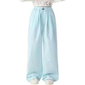 imageRolanko Girls Wide Leg Pants Flowy Loose Fit Palazzo Pants for Girls Kids Linen Trousers Casual Beach 614YGreenplaid