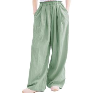 imageRolanko Girls Wide Leg Pants Flowy Loose Fit Palazzo Pants for Girls Kids Linen Trousers Casual Beach 614YSagegreen