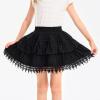 imageRolanko Girls Boho Lace Skorts Flowy Ruffle Tiered Crochet Mini Skirts with Builtin ShortsBlack