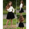 imageRolanko Girls Boho Lace Skorts Flowy Ruffle Tiered Crochet Mini Skirts with Builtin ShortsBlack
