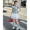 imageRolanko Girls Boho Lace Skorts Flowy Ruffle Tiered Crochet Mini Skirts with Builtin ShortsTutu White