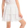 imageRolanko Girls Boho Lace Skorts Flowy Ruffle Tiered Crochet Mini Skirts with Builtin ShortsWhite