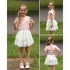 imageRolanko Girls Boho Lace Skorts Flowy Ruffle Tiered Crochet Mini Skirts with Builtin ShortsWhite