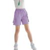 imageRolanko Girls Cargo Shorts Lightweight Parachute Short Pants with Pockets Summer Cargo Shorts for Kids Casual Hiking SportsPurplepink