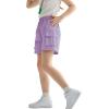 imageRolanko Girls Cargo Shorts Lightweight Parachute Short Pants with Pockets Summer Cargo Shorts for Kids Casual Hiking SportsPurplepink