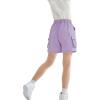 imageRolanko Girls Cargo Shorts Lightweight Parachute Short Pants with Pockets Summer Cargo Shorts for Kids Casual Hiking SportsPurplepink