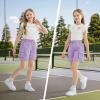 imageRolanko Girls Cargo Shorts Lightweight Parachute Short Pants with Pockets Summer Cargo Shorts for Kids Casual Hiking SportsPurplepink