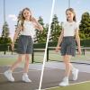imageRolanko Girls Cargo Shorts Lightweight Parachute Short Pants with Pockets Summer Cargo Shorts for Kids Casual Hiking SportsRustgrey