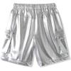 imageRolanko Girls Cargo Shorts Lightweight Parachute Short Pants with Pockets Summer Cargo Shorts for Kids Casual Hiking SportsSilver