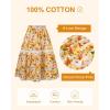 imageRolanko Girls Floral Print Long Skirts ALine High Waist Tiered Boho Maxi Skirt with Lace TrimOrange