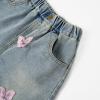 imageRolanko Girls Jean Shorts Wide Leg Baggy Denim Shorts Elastic Waist Kids Shorty Summer Short with Pocket 614 Years3dbutterfly