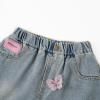 imageRolanko Girls Jean Shorts Wide Leg Baggy Denim Shorts Elastic Waist Kids Shorty Summer Short with Pocket 614 Years3dbutterfly