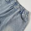 imageRolanko Girls Jean Shorts Wide Leg Baggy Denim Shorts Elastic Waist Kids Shorty Summer Short with Pocket 614 YearsDiamonds