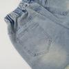 imageRolanko Girls Jean Shorts Wide Leg Baggy Denim Shorts Elastic Waist Kids Shorty Summer Short with Pocket 614 YearsDiamonds
