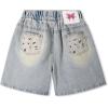 imageRolanko Girls Jean Shorts Wide Leg Baggy Denim Shorts Elastic Waist Kids Shorty Summer Short with Pocket 614 YearsEmbroideryfloral