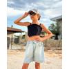 imageRolanko Girls Jean Shorts Wide Leg Baggy Denim Shorts Elastic Waist Kids Shorty Summer Short with Pocket 614 YearsEmbroideryfloral