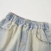 imageRolanko Girls Jean Shorts Wide Leg Baggy Denim Shorts Elastic Waist Kids Shorty Summer Short with Pocket 614 YearsEmbroideryfloral