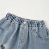 imageRolanko Girls Jean Shorts Wide Leg Baggy Denim Shorts Elastic Waist Kids Shorty Summer Short with Pocket 614 YearsEmbroideryheart
