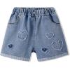 imageRolanko Girls Jean Shorts Wide Leg Baggy Denim Shorts Elastic Waist Kids Shorty Summer Short with Pocket 614 YearsHairyheart