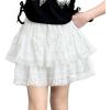 imageRolanko Girls Boho Lace Skorts Flowy Ruffle Tiered Crochet Mini Skirts with Builtin ShortsTutu White