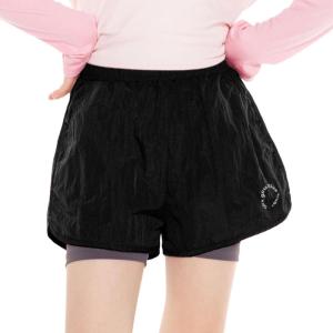 imageRolanko Girls 2 in 1 Athletic Shorts Quick Dry Running Cheer Track Sports Summer Shorts with PocketsBlack