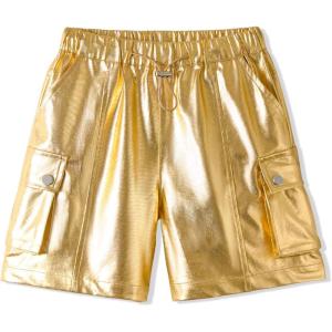 imageRolanko Girls Cargo Shorts Lightweight Parachute Short Pants with Pockets Summer Cargo Shorts for Kids Casual Hiking SportsGold