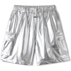 imageRolanko Girls Cargo Shorts Lightweight Parachute Short Pants with Pockets Summer Cargo Shorts for Kids Casual Hiking SportsSilver