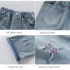 imageRolanko Girls Baggy Jeans Distressed Denim Pants Elastic Waist Wide Leg Jeans for Girls Kids Loose Fit 414 YearsPinkbutterfly