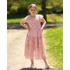 imageRolanko Girls Boho Lace Dresses Ruffle Sleeve Tiered Flower Girl Maxi Dress with Lining for Wedding PartyPink