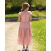 imageRolanko Girls Boho Lace Dresses Ruffle Sleeve Tiered Flower Girl Maxi Dress with Lining for Wedding PartyPink