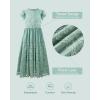 imageRolanko Girls Boho Lace Dresses Ruffle Sleeve Tiered Flower Girl Maxi Dress with Lining for Wedding PartySagegreen