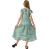 imageRolanko Girls Boho Lace Dresses Ruffle Sleeve Tiered Flower Girl Maxi Dress with Lining for Wedding PartySagegreen