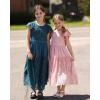 imageRolanko Girls Boho Lace Dresses Ruffle Sleeve Tiered Flower Girl Maxi Dress with Lining for Wedding PartyTeal