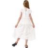 imageRolanko Girls Boho Lace Dresses Ruffle Sleeve Tiered Flower Girl Maxi Dress with Lining for Wedding PartyWhite