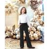 imageRolanko Girls Flare Pants with Ribbed Metallic Thread Kids Pants Chenille Sparkly Bell Bottoms Corduroy Flare Trousers 512YBlack