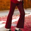imageRolanko Girls Flare Pants with Ribbed Metallic Thread Kids Pants Chenille Sparkly Bell Bottoms Corduroy Flare Trousers 512YWine