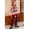 imageRolanko Girls Flare Pants with Ribbed Metallic Thread Kids Pants Chenille Sparkly Bell Bottoms Corduroy Flare Trousers 512YWine