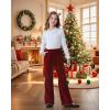 imageRolanko Girls Flare Pants with Ribbed Metallic Thread Kids Pants Chenille Sparkly Bell Bottoms Corduroy Flare Trousers 512YWine