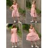 imageRolanko Girls Ruffle Sleeve Dress Square Neck Hollow Out Eyelet A Line Beach Vacation Summer SundressPink